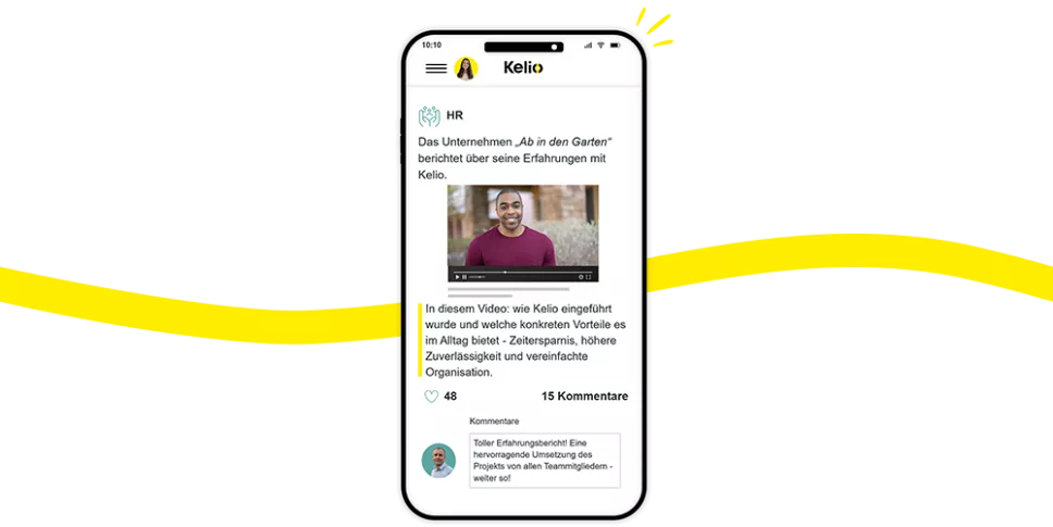 Das Kelio-Portal als Social-Media-Plattform: Neuigkeiten, Erfahrungsberichte und Interaktionen der Mitarbeitenden (Likes, Kommentare)